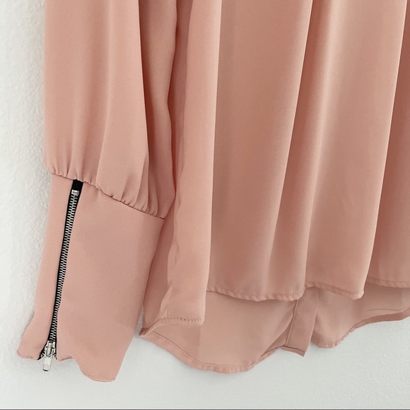 Peach Long Sleeve Blouse Dress Top Sz Small - Picture 4 of 8